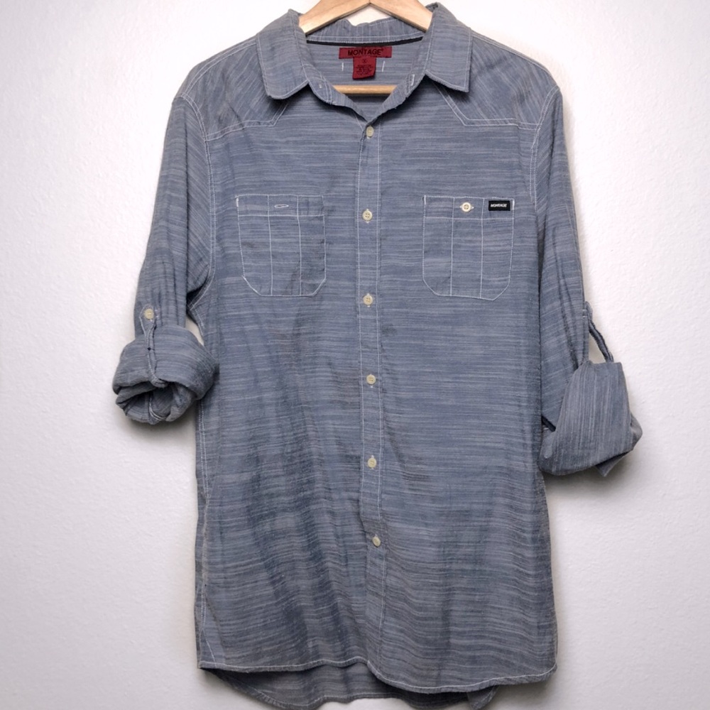 Blue Long-sleeve button down shirt
